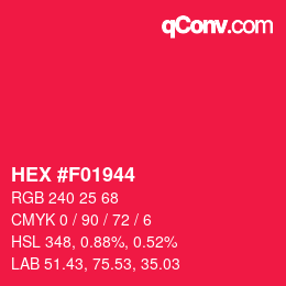 Código de color: HEX #F01944 | qconv.com