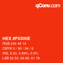 Color code: HEX #F0300E | qconv.com