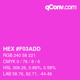 颜色代码: HEX #F03ADD | qconv.com