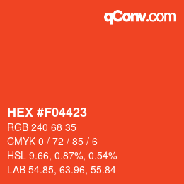 カラーコード: HEX #F04423 | qconv.com