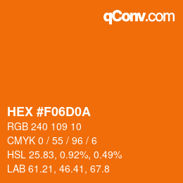 Color code: HEX #F06D0A | qconv.com