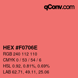 颜色代码: HEX #F0706E | qconv.com