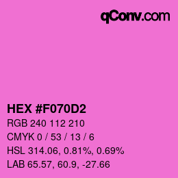 颜色代码: HEX #F070D2 | qconv.com