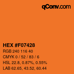 Farbcode: HEX #F07428 | qconv.com