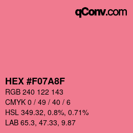 カラーコード: HEX #F07A8F | qconv.com