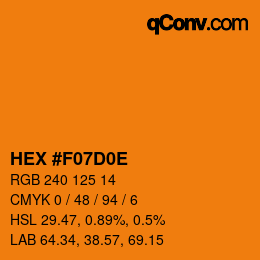 Color code: HEX #F07D0E | qconv.com