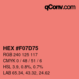 颜色代码: HEX #F07D75 | qconv.com