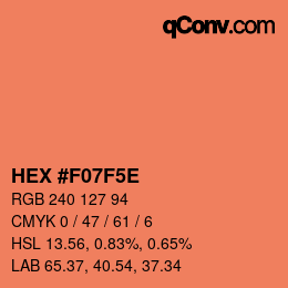 Color code: HEX #F07F5E | qconv.com