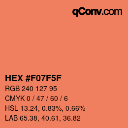 カラーコード: HEX #F07F5F | qconv.com