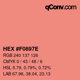 カラーコード: HEX #F0897E | qconv.com