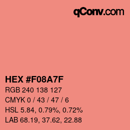 Color code: HEX #F08A7F | qconv.com