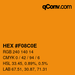 Color code: HEX #F08C0E | qconv.com