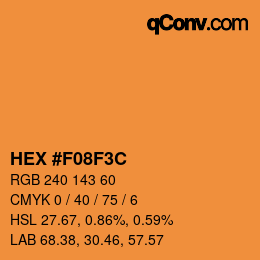 Color code: HEX #F08F3C | qconv.com