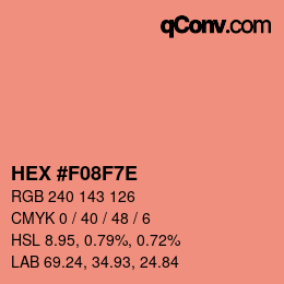 Color code: HEX #F08F7E | qconv.com