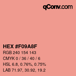 颜色代码: HEX #F09A8F | qconv.com