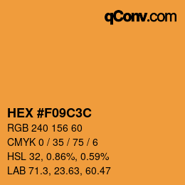 Color code: HEX #F09C3C | qconv.com