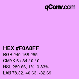 Color code: HEX #F0A8FF | qconv.com