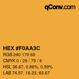 Color code: HEX #F0AA3C | qconv.com