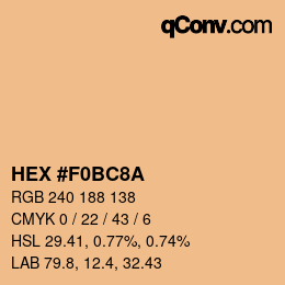 颜色代码: HEX #F0BC8A | qconv.com