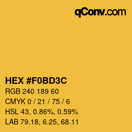 Color code: HEX #F0BD3C | qconv.com