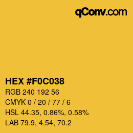 颜色代码: HEX #F0C038 | qconv.com
