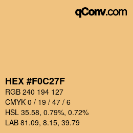 Farbcode: HEX #F0C27F | qconv.com