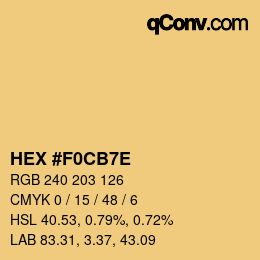 Color code: HEX #F0CB7E | qconv.com