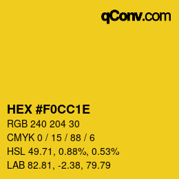 Color code: HEX #F0CC1E | qconv.com