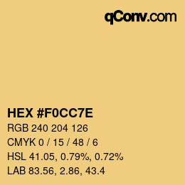 Color code: HEX #F0CC7E | qconv.com