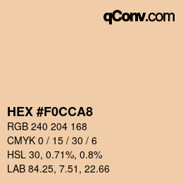 Color code: HEX #F0CCA8 | qconv.com