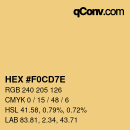 Color code: HEX #F0CD7E | qconv.com