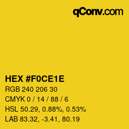 Color code: HEX #F0CE1E | qconv.com