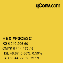 Color code: HEX #F0CE3C | qconv.com