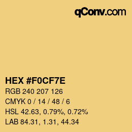 Color code: HEX #F0CF7E | qconv.com