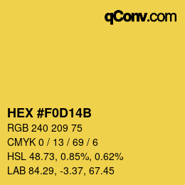 Color code: HEX #F0D14B | qconv.com