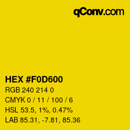 Color code: HEX #F0D600 | qconv.com