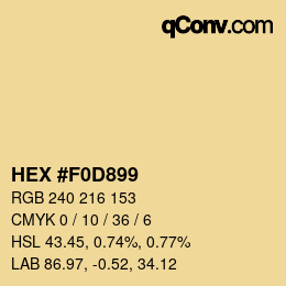 Farbcode: HEX #F0D899 | qconv.com