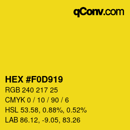 カラーコード: HEX #F0D919 | qconv.com