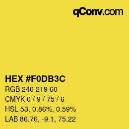 Color code: HEX #F0DB3C | qconv.com