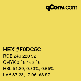Color code: HEX #F0DC5C | qconv.com