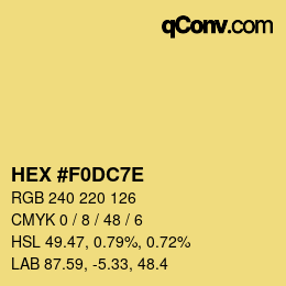 Color code: HEX #F0DC7E | qconv.com