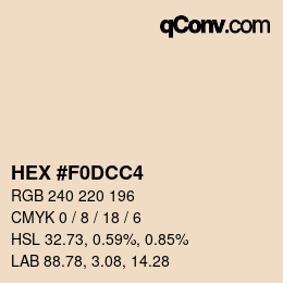 颜色代码: HEX #F0DCC4 | qconv.com