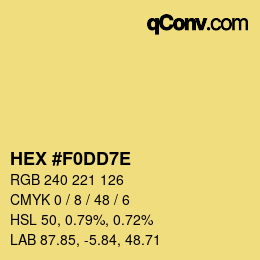 Color code: HEX #F0DD7E | qconv.com