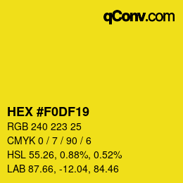 カラーコード: HEX #F0DF19 | qconv.com