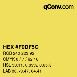 Color code: HEX #F0DF5C | qconv.com