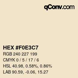 Color code: HEX #F0E3C7 | qconv.com