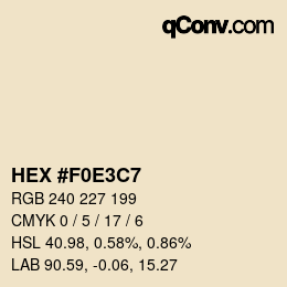 Código de color: HEX #F0E3C7 | qconv.com