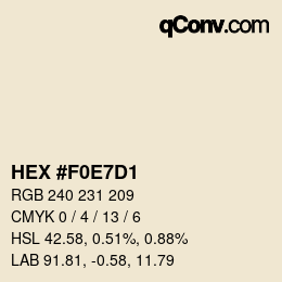 Código de color: HEX #F0E7D1 | qconv.com