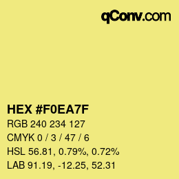 Color code: HEX #F0EA7F | qconv.com