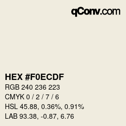 Color code: HEX #F0ECDF | qconv.com